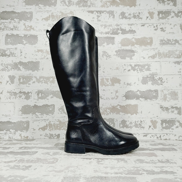 NEW Nordstrom Oliver Black Leather Slip On Block Heel Riding Boots M305 - Picture 4 of 12